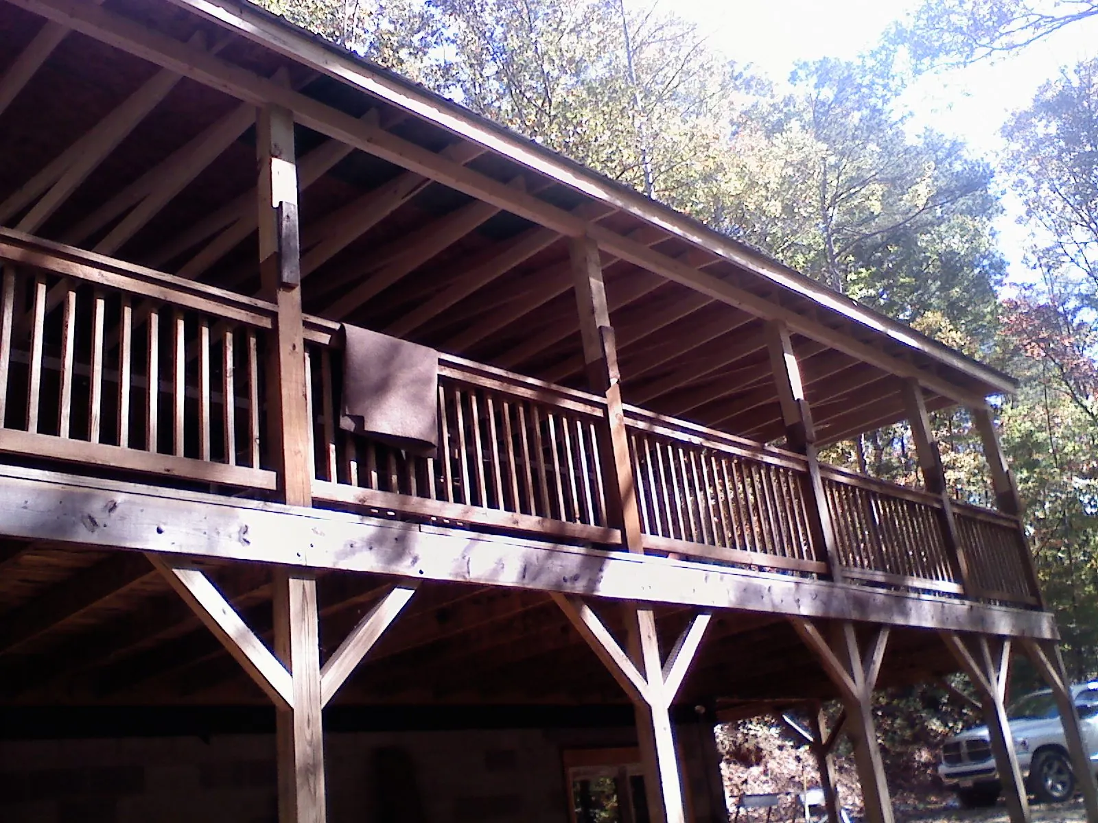 Timber framing under a new elevated porch and deck — Roof Leak Repair in Jasonville by Roofing Brothers